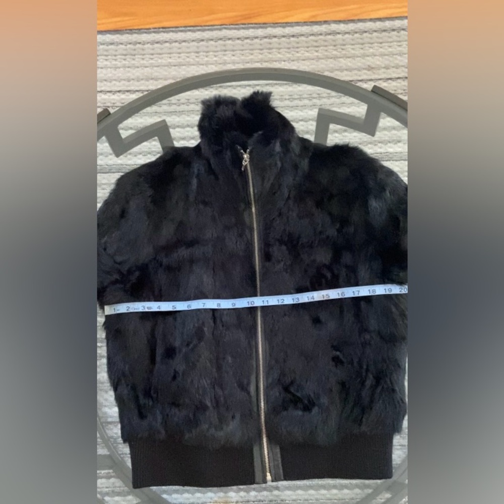 Wilsons Leather: Black AUTHENTIC vintage Rabbit Fur Bomber Jacket - Picture 5 of 7